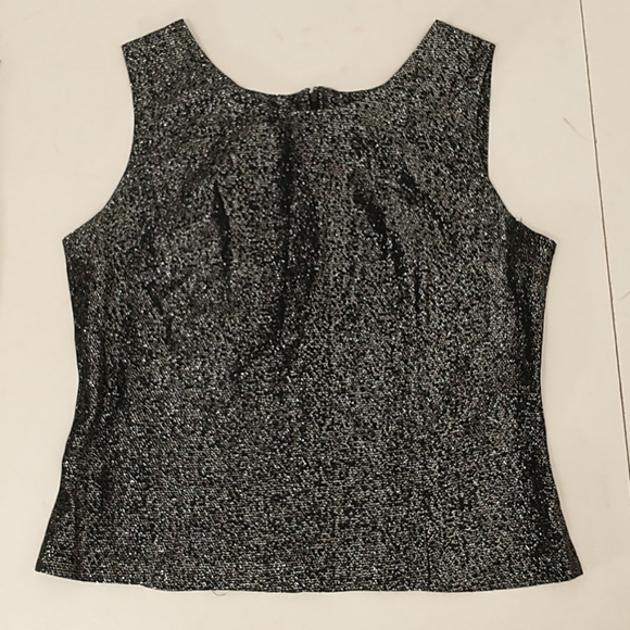 Silver Lame on Black Vintage Skirt & Top 70s 80's Metallic Knit Fun & USA Made - Picture 2 of 8
